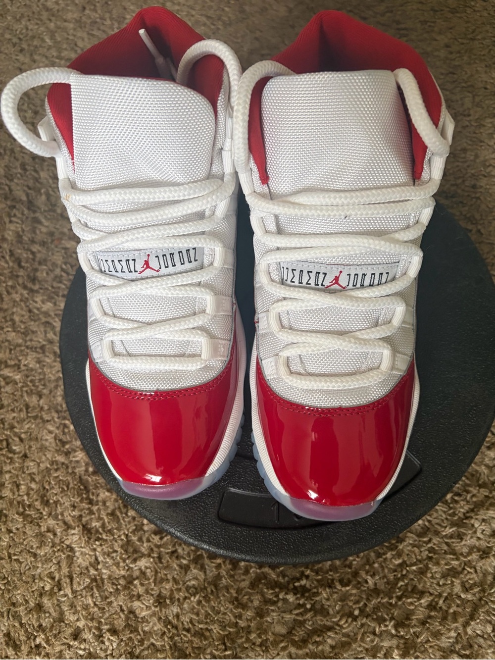 Jordan Kids Red and White Retro Basketball Sneakers
